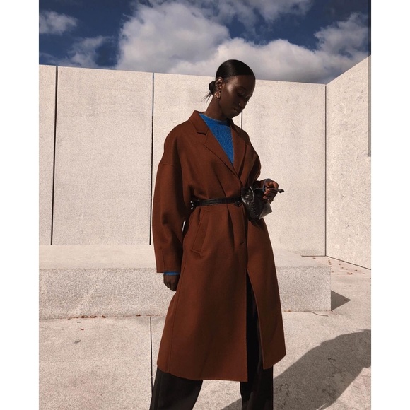 cognac wool coat